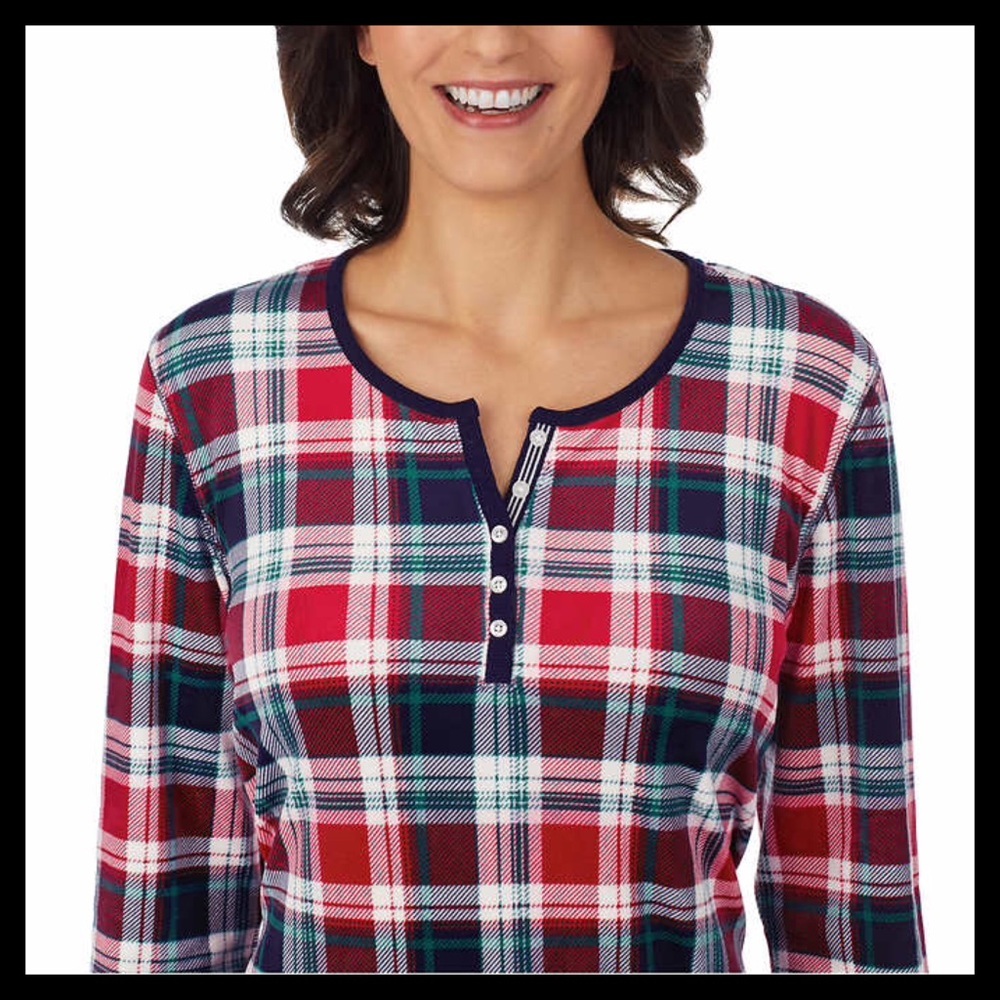 Nautica 2 piece Pajama Set Blue & Red Plaid - Picture 3 of 4